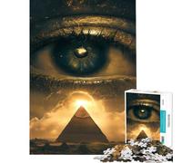 Puzzle da 1000 pezzi per ragazzi con l'occhio di Ra e le piramidi egizie Puzzle per adulti giochi rilassanti decorazione perfetta ideale come regalo (dimensioni 38x52cm)
