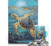 Puzzle da 1000 pezzi per ragazzi con l'originale immagine di una tartaruga marina dorata antistress divertente attività da fare in casa ideale come regalo 50x75cm