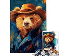 Puzzle da 1000 pezzi per ragazzi con l'orso nel cappello gioco per famiglie ideale come regalo per tutta la famiglia (dimensioni 50x75cm)