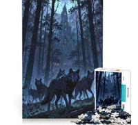 Puzzle da 1000 pezzi per ragazzi con lupi e castello gioco interattivo sfida impegnativa compleanno 38x52cm