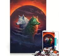 Puzzle da 1000 pezzi per ragazzi con lupi ed eclissi gioco pratico ideale per passare il tempo durante le vacanze compleanno e Natale 38x26cm