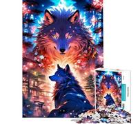 Puzzle da 1000 pezzi per ragazzi con lupo e paesaggio giapponese Attività divertenti da fare in casa Decorazione perfetta giocattolo antistress Adatto a partire dai 14 anni (38x52cm)