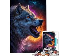 Puzzle da 1000 pezzi per ragazzi con lupo lupo mannaro e paesaggio Divertimento a casa un'opera d'arte fai-da-te per ragazzi dai 14 anni in su (50x75cm)