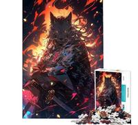Puzzle da 1000 pezzi per ragazzi con lupo samurai e oni Giocattolo educativo per l'apprendimento e il miglioramento della memoria Regalo di compleanno (dimensioni 38x52cm)