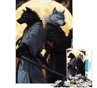 Puzzle da 1000 pezzi per ragazzi con lupo samurai e pistolero gioco interattivo educativo regalo per il Secret Santa ideale per passare il tempo durante le vacanze (dimensioni 38x26cm)