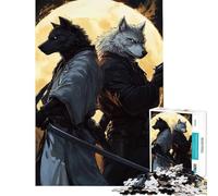 Puzzle da 1000 pezzi per ragazzi con lupo samurai e pistolero gioco rompicapo educativo sfida giocattolo idee regalo apprendimento educativo (dimensioni 75x50cm)