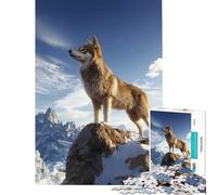 Puzzle da 1000 pezzi per ragazzi con lupo sulla cima di una montagna gioco educativo e stimolante ideale come regalo di compleanno (dimensioni 38x26cm)