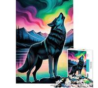 Puzzle da 1000 pezzi per ragazzi con lupo ululante e aurora boreale Difficile e stimolante ideale per il divertimento in famiglia Giochi divertenti per ragazzi dai 14 anni in su 38x52cm