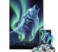 Puzzle da 1000 pezzi per ragazzi con lupo ululante e aurora boreale gioco pratico ed educativo regalo divertente e spiritoso per donne e uomini (dimensioni 38x26cm)