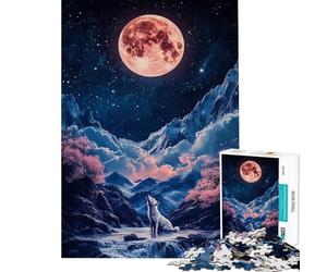 Puzzle da 1000 pezzi per ragazzi con lupo ululante e luna ideale per adulti e per rilassarsi in famiglia perfetto per compleanni e Natale (dimensioni 38x52cm)