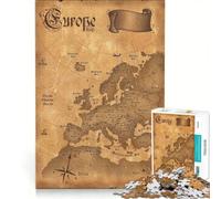 Puzzle da 1000 pezzi per ragazzi con mappa antica dell'Europa, gioco educativo, decorazione da parete, ideale come regalo 50x75cm
