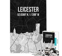 Puzzle da 1000 pezzi per ragazzi con mappa della città di Leicester e skyline Gioco pratico e coinvolgente per sviluppare la pazienza Un'ottima idea regalo Una sfida impegnativa (dimensioni 50x75cm)
