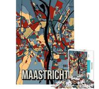 Puzzle da 1000 pezzi per ragazzi con mappa della città di Maastricht Paesi Bassi gioco educativo sfida giocattolo ottimo regalo migliora la memoria (dimensioni 38x26cm)