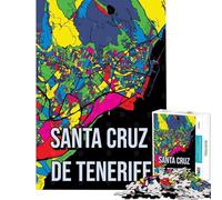 Puzzle da 1000 pezzi per ragazzi con mappa di Santa Cruz de Tenerife gioco stimolante rilassante gara di velocità regalo di compleanno (dimensioni 75x50cm)