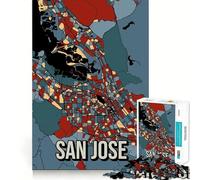 Puzzle da 1000 pezzi per ragazzi con mappa retrò di San Jose,ritagli lisci,gioco per esercitare la mente,attività rilassante per il compleanno (38x26cm)