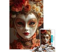 Puzzle da 1000 pezzi per ragazzi con maschera veneziana e copricapo floreale Divertimento a casa migliora la memoria giochi per famiglie adatto a partire dai 14 anni (50x75cm)
