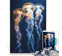 Puzzle da 1000 pezzi per ragazzi, con meduse che danzano nel mare scuro, giochi per famiglie, antistress, regalo per amici e parenti 50x75cm
