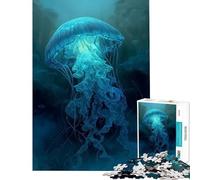 Puzzle da 1000 pezzi per ragazzi con meduse nel mare blu profondo gioco rompicapo educativo idea regalo per sfida di apprendimento (dimensioni 38x26cm)