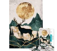 Puzzle da 1000 pezzi per ragazzi con motivo cervo e luna dorata ideale anche per adulti Gioco pratico e stimolante perfetto come regalo per tutta la famiglia (dimensioni 38x52cm)