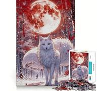 Puzzle da 1000 pezzi per ragazzi con motivo fiori di ciliegio e lupo,ideale per giochi di ruolo e attività creative per stimolare la mente e creare un'atmosfera rilassante,perfetto per il compleanno