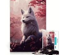 Puzzle da 1000 pezzi per ragazzi con motivo fiori di ciliegio e lupo,ideale per giochi di squadra e attività creative per stimolare la mente e creare un'atmosfera rilassante,perfetto per il compleanno