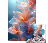 Puzzle da 1000 pezzi per ragazzi con motivo floreale astratto nei colori blu e arancione Gioco divertente e stimolante ideale come regalo di compleanno per tutta la famiglia (dimensioni 38x52cm)