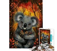 Puzzle da 1000 pezzi per ragazzi con motivo koala autunnale ideale per adulti e famiglie con schema di assemblaggio e regalo perfetto per tutta la famiglia (dimensioni 50x75cm)