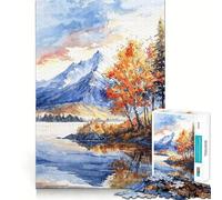Puzzle da 1000 pezzi per ragazzi,con motivo lago autunnale e cime,giunture lisce,divertimento e allenamento mentale,gioco casual,decorazione natalizia (38x52cm)