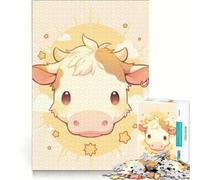 Puzzle da 1000 pezzi per ragazzi, con mucca dei cartoni animati e orecchino, gioco rilassante, sfida impegnativa, collezione d'artista, belle arti 50x75cm