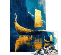Puzzle da 1000 pezzi per ragazzi con nave vichinga dorata gioco rompicapo regalo di compleanno unico per compleanno e Natale (dimensioni 50x75cm)
