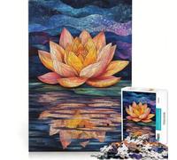 Puzzle da 1000 pezzi per ragazzi con ninfea riflessa effetto vetrata artistica gioco divertente e stimolante da completare ideale come regalo per tutta la famiglia 38x26cm