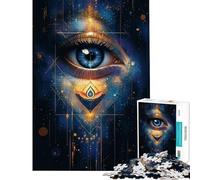 Puzzle da 1000 pezzi per ragazzi con Occhio Mistico e Geometria Dorata divertente attività da fare in casa decorazione per la casa giocattolo antistress per ragazzi dai 14 anni in su (38x52cm)