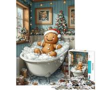 Puzzle da 1000 pezzi per ragazzi con omino di pan di zenzero tema natalizio ideale per il bagno o come gioco interattivo perfetto da appendere al muro compleanno e Natale (38x52cm)