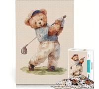 Puzzle da 1000 pezzi per ragazzi con orsacchiotto golfista gioco educativo allena la mente e la mano collezione d'artista belle arti 50x75cm