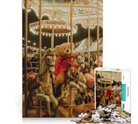 Puzzle da 1000 pezzi per ragazzi con orsacchiotto sulla giostra gioco educativo regalo di compleanno compleanno e Natale 38x52cm