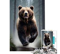 Puzzle da 1000 pezzi per ragazzi con orso che corre sotto la pioggia gioco rilassante ed educativo ideale come regalo di compleanno o per migliorare la memoria (dimensioni 75x50cm)