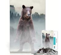 Puzzle da 1000 pezzi per ragazzi con orso nella foresta nebbiosa Gioco di squadra perfetto,stimolante per lo sviluppo cognitivo,ideale come regalo o attività rilassante e divertente per il compleanno