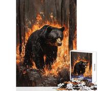 Puzzle da 1000 pezzi per ragazzi con orso nero nel fuoco divertente gioco antistress giocattolo educativo per rafforzare l'amore tra le coppie (38x26cm)