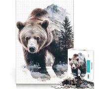 Puzzle da 1000 pezzi per ragazzi con orso tra le montagne innevate Gioco di squadra perfetto,stimolante per lo sviluppo cognitivo,ideale come o attività rilassante e divertente per il compleanno