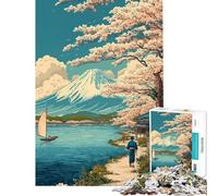 Puzzle da 1000 pezzi per ragazzi con paesaggio del Monte Fuji e ciliegi in fiore Puzzle per adulti divertente gioco di analisi e logica regalo di Natale e compleanno (dimensioni 38x52cm)