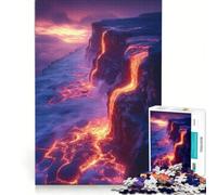 Puzzle da 1000 pezzi per ragazzi con paesaggio di cascata di lava infuocata, gioco educativo, attività divertenti da fare a casa, per rafforzare l'amore tra le coppie 38x52cm