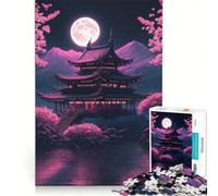 Puzzle da 1000 pezzi per ragazzi con paesaggio giapponese e luna, gioco pratico, analisi e logica, adatto come decorazione da scrivania 50x75cm