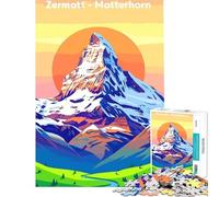 Puzzle da 1000 pezzi per ragazzi con paesaggio montano di Zermatt e Cervino gioco interattivo educativo regalo per il Secret Santa ideale per passare il tempo durante le vacanze (dimensioni 38x26cm)