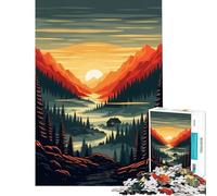 Puzzle da 1000 pezzi per ragazzi con paesaggio montano e baita al tramonto Gioco divertente e stimolante ideale come regalo di compleanno per tutta la famiglia (dimensioni 38x52cm)