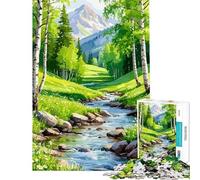 Puzzle da 1000 pezzi per ragazzi con paesaggio montano e ruscello ideale per adulti e famiglie con schema di assemblaggio e regalo perfetto per tutta la famiglia (dimensioni: 38x26cm)