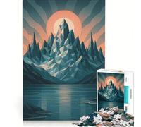 Puzzle da 1000 pezzi per ragazzi con paesaggio montano geometrico e lago, giocattolo decorativo da parete, per divertimento in famiglia, per rafforzare l'amore tra le coppie 38x26cm