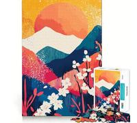 Puzzle da 1000 pezzi per ragazzi,con paesaggio montano giapponese al tramonto,taglio liscio,gioco per esercitare la mente,attività rilassante per il compleanno (38x52cm)