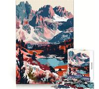 Puzzle da 1000 pezzi per ragazzi con paesaggio montano,lago e Dolomiti,Italia Taglio preciso,gioco di logica,svago,divertimento,decorazione natalizia (50x75cm)