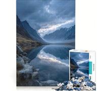 Puzzle da 1000 pezzi per ragazzi con paesaggio montano lago e riflessi gioco fai-da-te stimola la memoria con pezzi a incastro di forma casuale 38x52cm