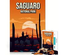 Puzzle da 1000 pezzi per ragazzi con paesaggio naturale al tramonto del Parco Nazionale Saguaro,taglio liscio,gioco per esercitare la mente,gioco rilassante,attività per compleanno (50x75cm)